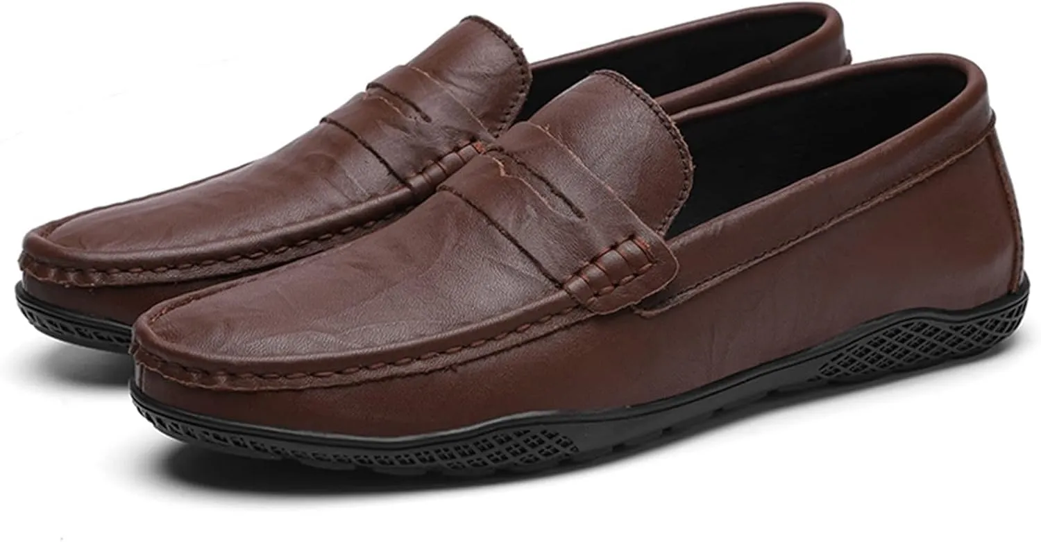 Men's Loafers Penny Loafer PU Stitching Details Round Toe Anti-Slip Slip Resistant Flexible Fashion Slip-ons