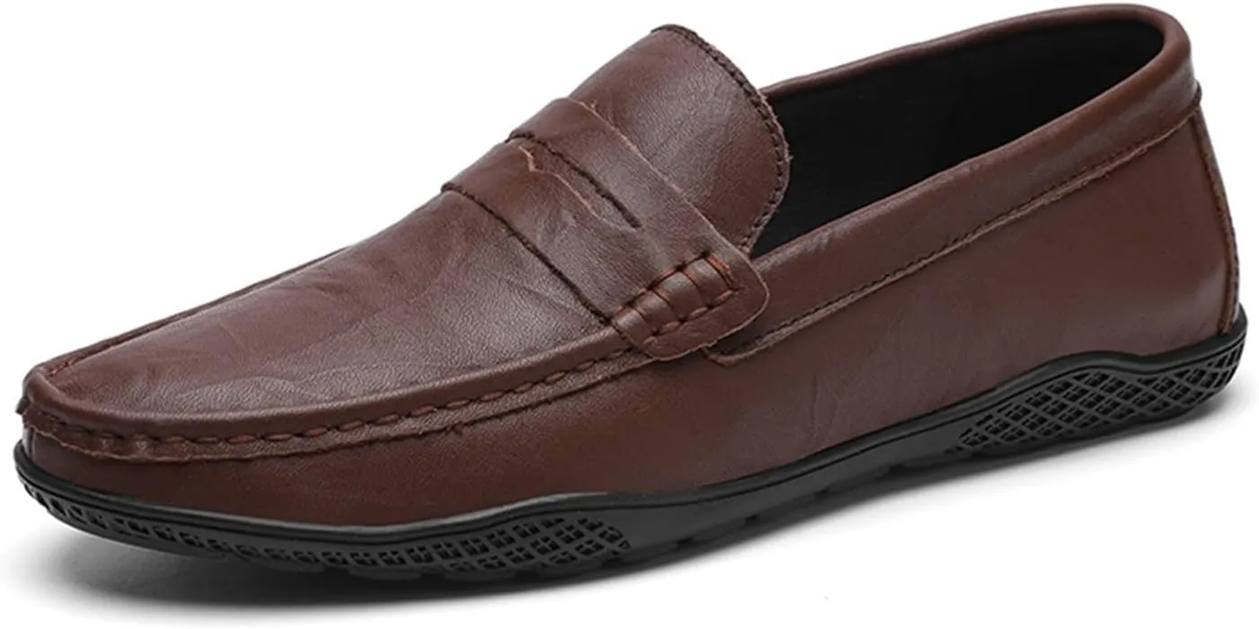 Men's Loafers Penny Loafer PU Stitching Details Round Toe Anti-Slip Slip Resistant Flexible Fashion Slip-ons