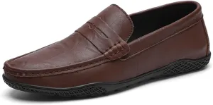 Men's Loafers Penny Loafer PU Stitching Details Round Toe Anti-Slip Slip Resistant Flexible Fashion Slip-ons
