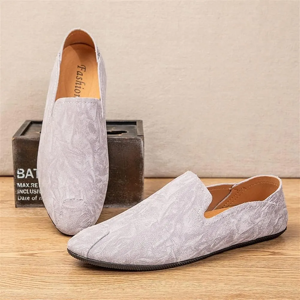 Mens Loafers Pointed Toe Tuxedo Toafers Rubber Sole Suede Vamp Comfortable Flexible Flat Heel Party Casual Slip-ons