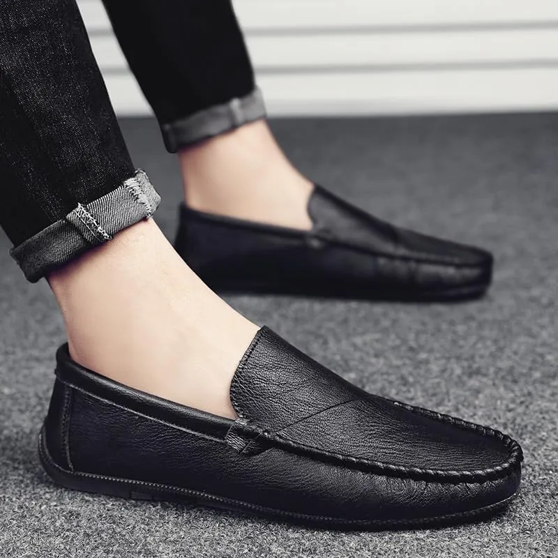 Men's Loafers Round Toe Vegan Leather Driving Style Loafer Flexible Slip Resistant Anti-Slip Outdoor Slip-ons