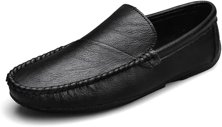 Men's Loafers Round Toe Vegan Leather Driving Style Loafer Flexible Slip Resistant Anti-Slip Outdoor Slip-ons