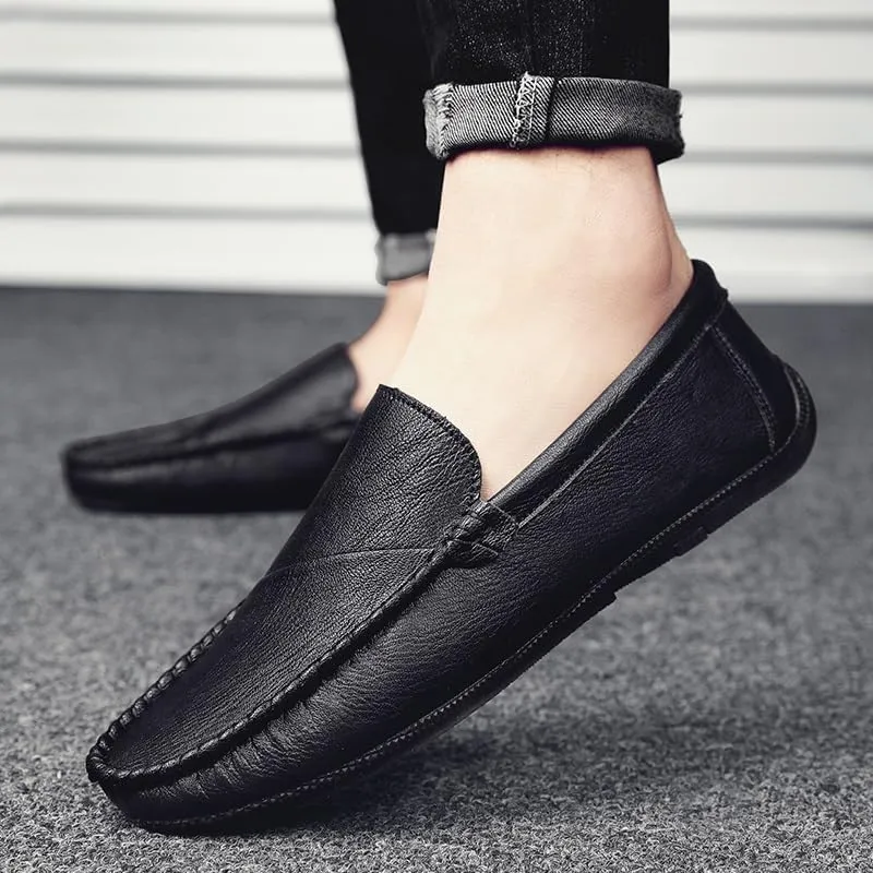 Men's Loafers Round Toe Vegan Leather Driving Style Loafer Flexible Slip Resistant Anti-Slip Outdoor Slip-ons