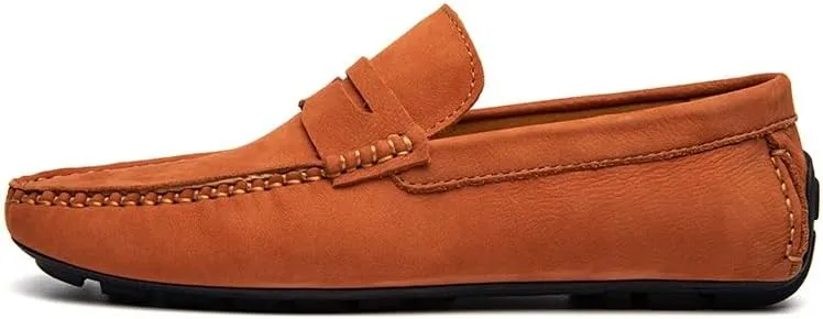 Men's Loafers Round Toe Vegan Leather Penny Driving Loafer Shoe Slip Resistant Flexible Flat Heel Party Prom Slip-ons