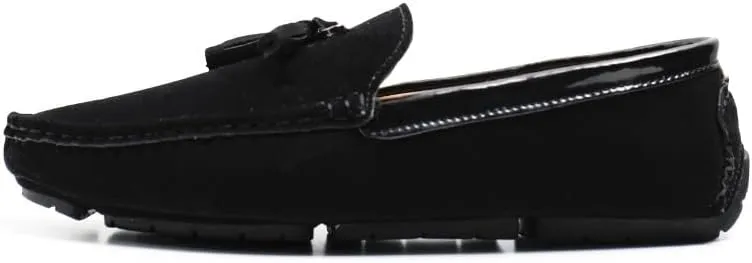 Men's Loafers Round Toe Vegan Suede Leather Driving Loafers with Tassel Comfortable Lightweight Flexible Outdoor Slip-ons