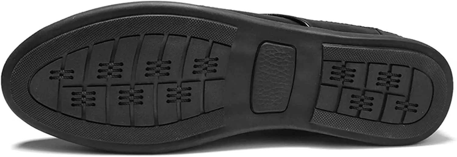 Mens Loafers Shoe Breathable Brogue Shoes Backless Leather Anti-Slip Lightweight Flexible Fashion Slip-ons
