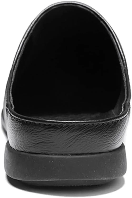Mens Loafers Shoe Breathable Brogue Shoes Backless Leather Anti-Slip Lightweight Flexible Fashion Slip-ons