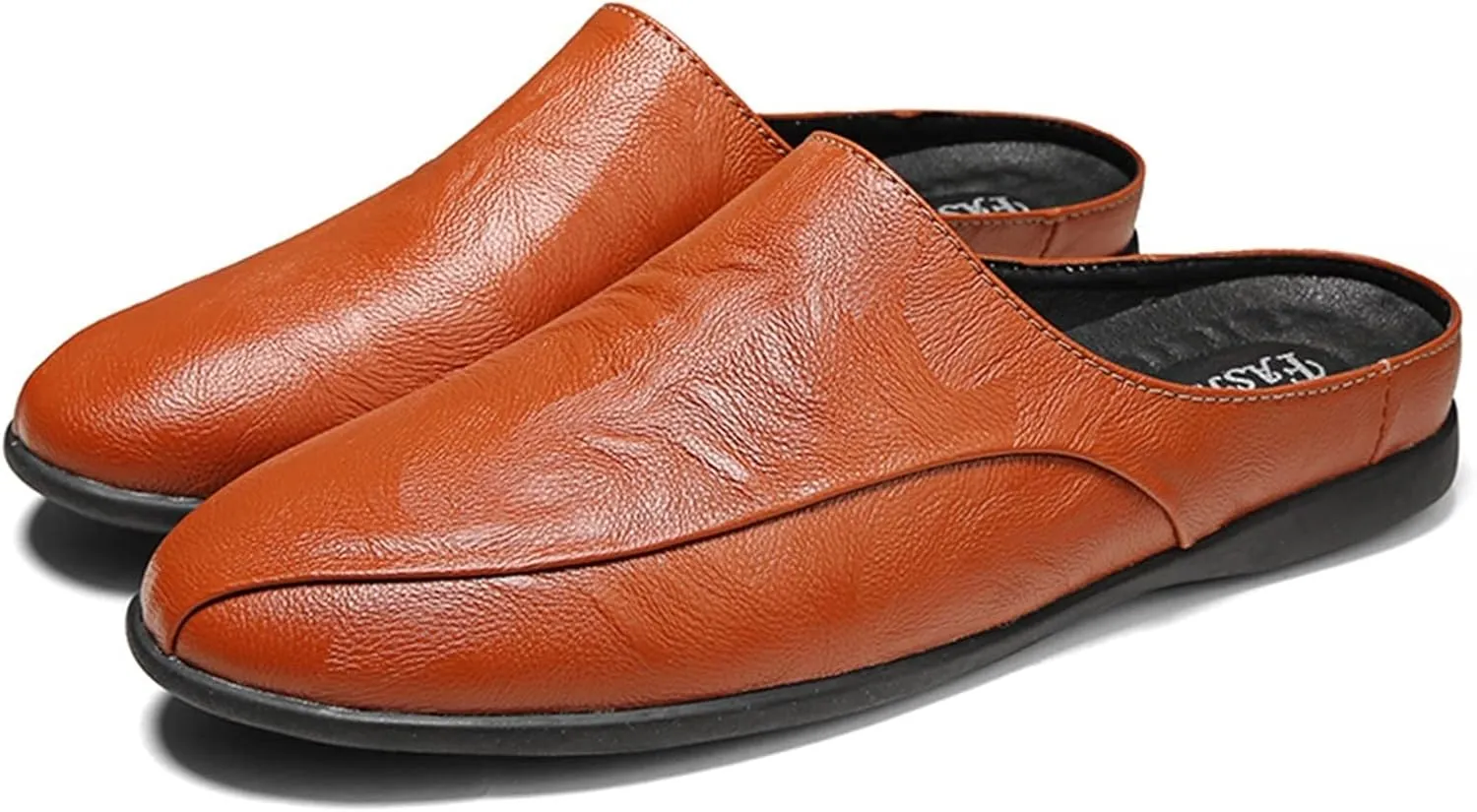 Mens Loafers Shoe Breathable Brogue Shoes Backless Leather Anti-Slip Lightweight Flexible Fashion Slip-ons