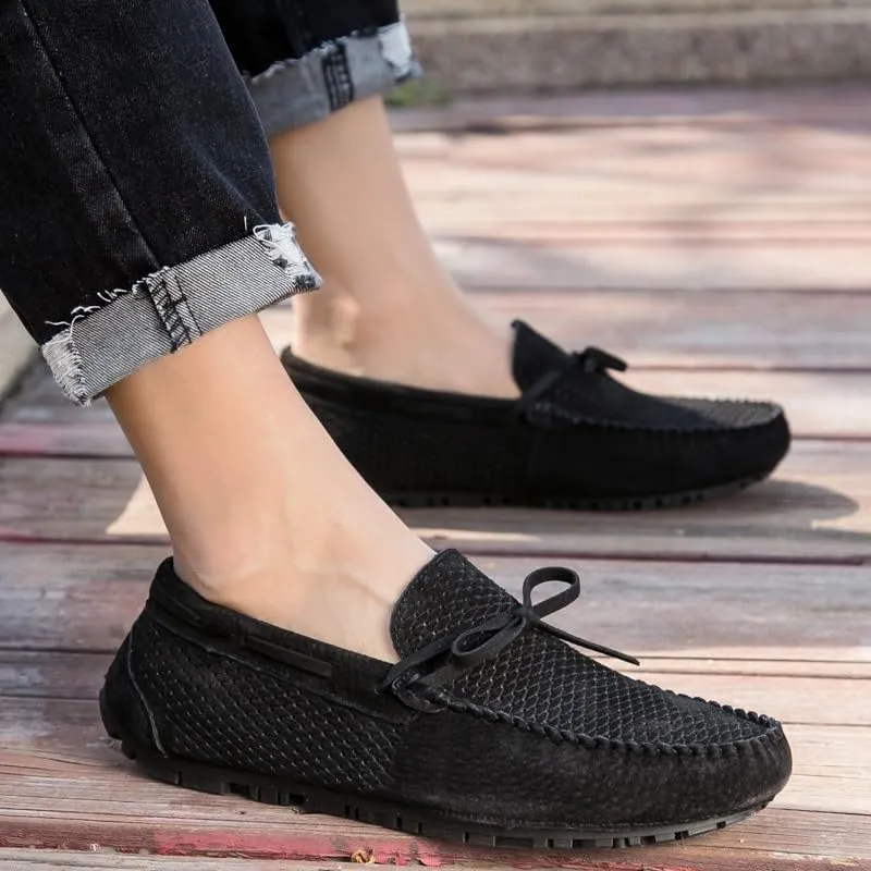Mens Loafers Shoe Breathable Perforated Faux Leather Moccasins Driving Shoes Anti-Slip Slip Resistant Flexible Outdoor Slip-ons