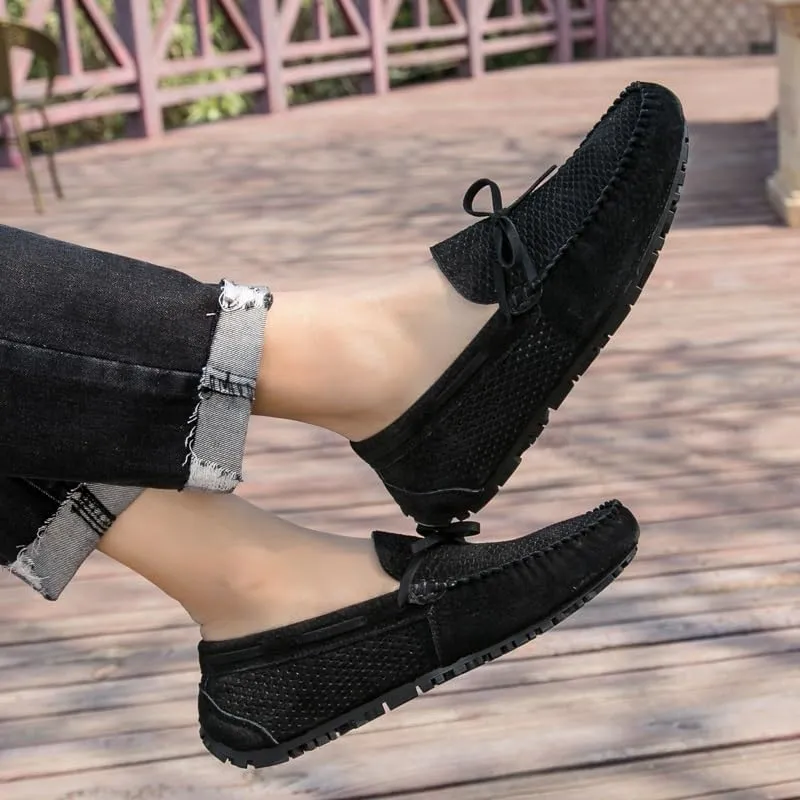 Mens Loafers Shoe Breathable Perforated Faux Leather Moccasins Driving Shoes Anti-Slip Slip Resistant Flexible Outdoor Slip-ons