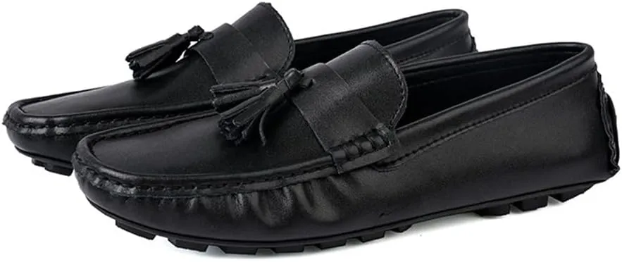 Mens Loafers Shoe Driving Loafers Tassel Simple Leather Anti-Slip Flexible Comfortable Casual Prom Slip-ons