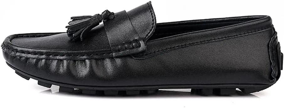 Mens Loafers Shoe Driving Loafers Tassel Simple Leather Anti-Slip Flexible Comfortable Casual Prom Slip-ons