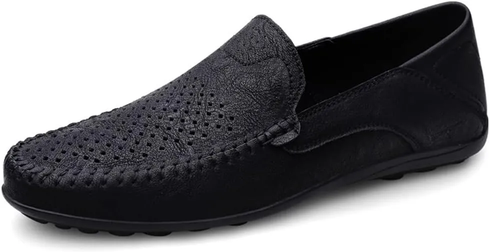 Mens Loafers Shoe Moccasins Shoes Lightweight Breathable PU Leather Flexible Comfortable Flat Heel Party Prom Slip-ons