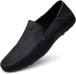 Mens Loafers Shoe Moccasins Shoes Lightweight Breathable PU Leather Flexible Comfortable Flat Heel Party Prom Slip-ons