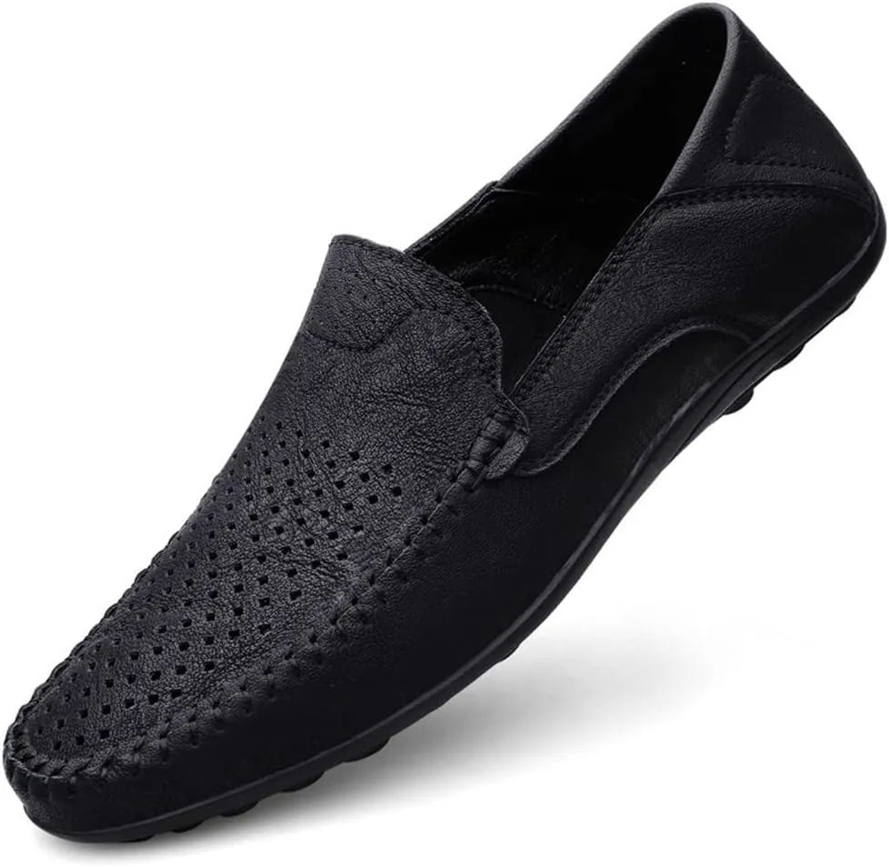 Mens Loafers Shoe Moccasins Shoes Lightweight Breathable PU Leather Flexible Comfortable Flat Heel Party Prom Slip-ons
