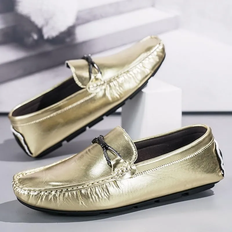 Mens Loafers Shoe Round Toe Faux Leather Driving Style Loafer Lightweight Flexible Slip Resistant Walking Fashion Slip-ons