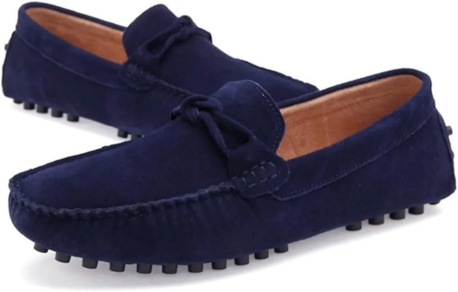 Mens Loafers Shoe Round Toe Stitching Details Flexible Flat Heel Anti-Slip Walking Classic Slip-ons