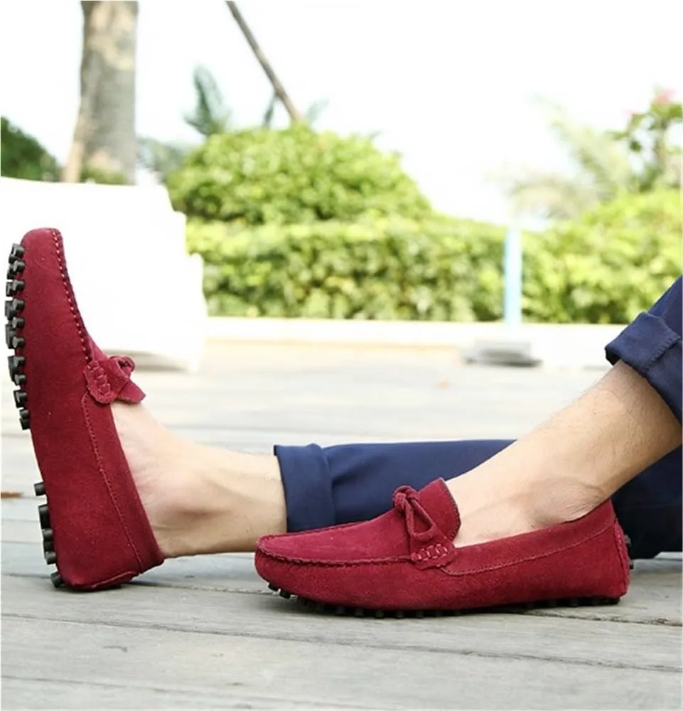 Mens Loafers Shoe Round Toe Stitching Details Flexible Flat Heel Anti-Slip Walking Classic Slip-ons