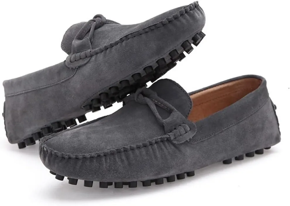 Mens Loafers Shoe Round Toe Stitching Details Flexible Flat Heel Anti-Slip Walking Classic Slip-ons