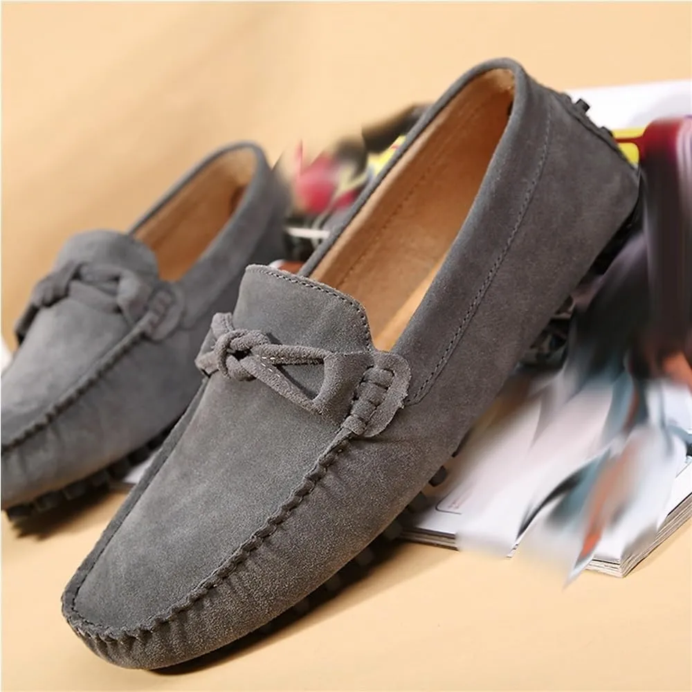 Mens Loafers Shoe Round Toe Stitching Details Flexible Flat Heel Anti-Slip Walking Classic Slip-ons