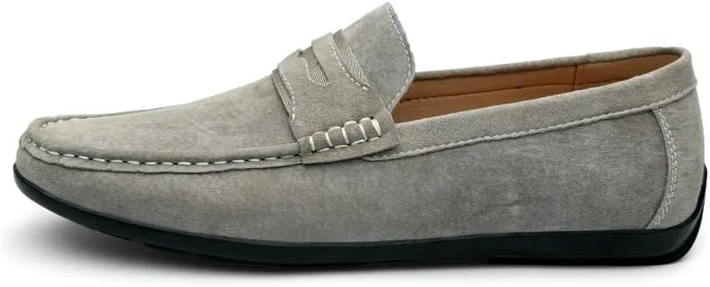 Mens Loafers Shoe Round Toe Suede Vamp Penny Loafers Slip Resistant Flat Heel Flexible Walking Outdoor Slip-ons