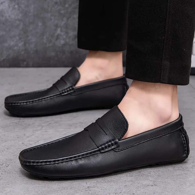 Mens Loafers Shoe Round Toe Vegan Leather Penny Driving Loafer Shoe Lightweight Flexible Anti-Slip Casual Party Slip-ons