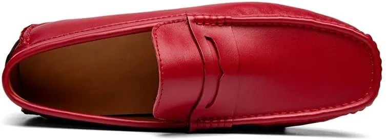 Mens Loafers Shoe Round Toe Vegan Leather Penny Driving Loafer Shoe Lightweight Flexible Anti-Slip Casual Party Slip-ons