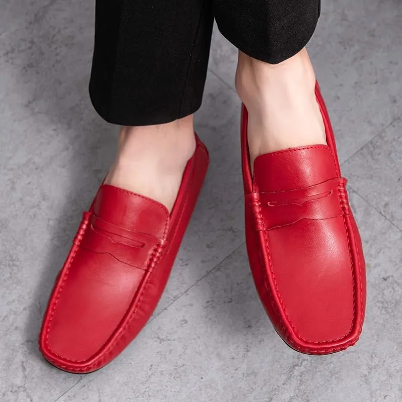 Mens Loafers Shoe Round Toe Vegan Leather Penny Driving Loafer Shoe Lightweight Flexible Anti-Slip Casual Party Slip-ons