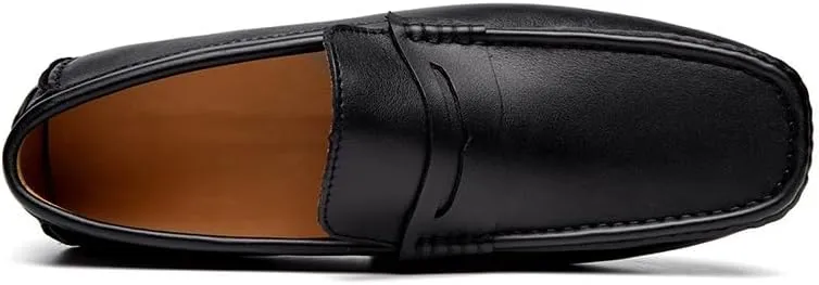 Mens Loafers Shoe Round Toe Vegan Leather Penny Driving Loafer Shoe Lightweight Flexible Anti-Slip Casual Party Slip-ons