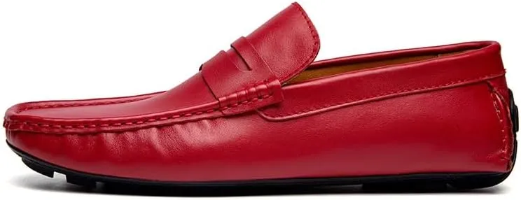 Mens Loafers Shoe Round Toe Vegan Leather Penny Driving Loafer Shoe Lightweight Flexible Anti-Slip Casual Party Slip-ons