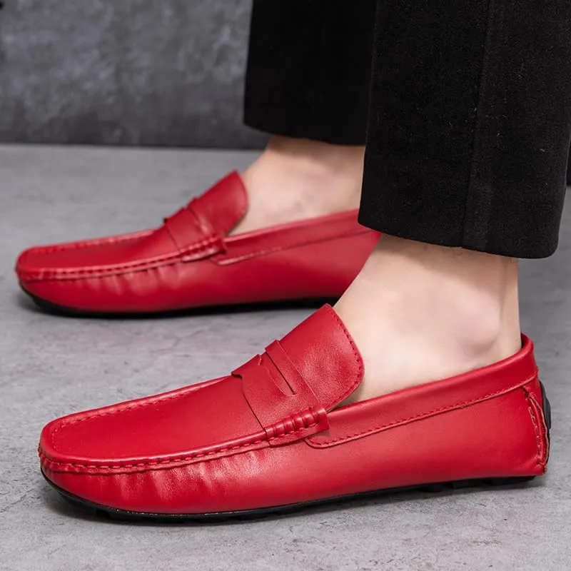 Mens Loafers Shoe Round Toe Vegan Leather Penny Driving Loafer Shoe Lightweight Flexible Anti-Slip Casual Party Slip-ons