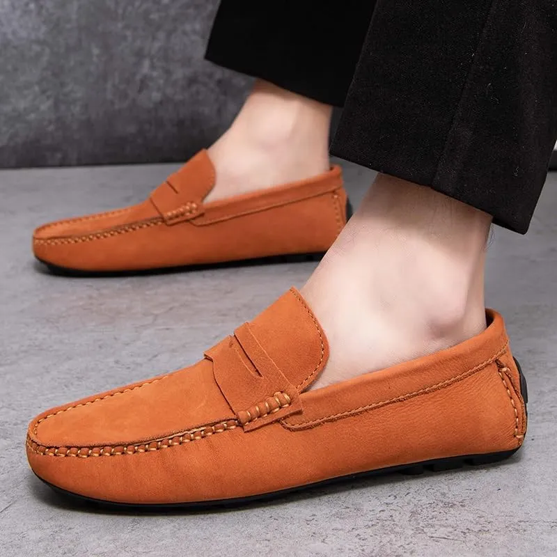 Mens Loafers Shoe Round Toe Vegan Leather Penny Driving Loafer Shoe Lightweight Flexible Anti-Slip Casual Party Slip-ons