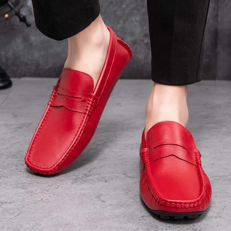 Mens Loafers Shoe Round Toe Vegan Leather Penny Driving Loafer Shoe Lightweight Flexible Anti-Slip Casual Party Slip-ons