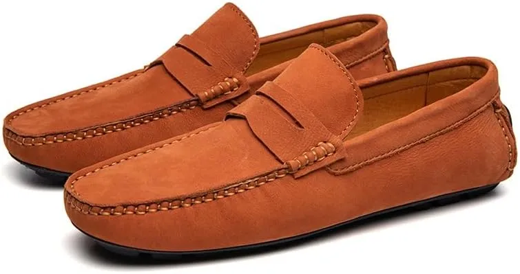 Mens Loafers Shoe Round Toe Vegan Leather Penny Driving Loafer Shoe Lightweight Flexible Anti-Slip Casual Party Slip-ons