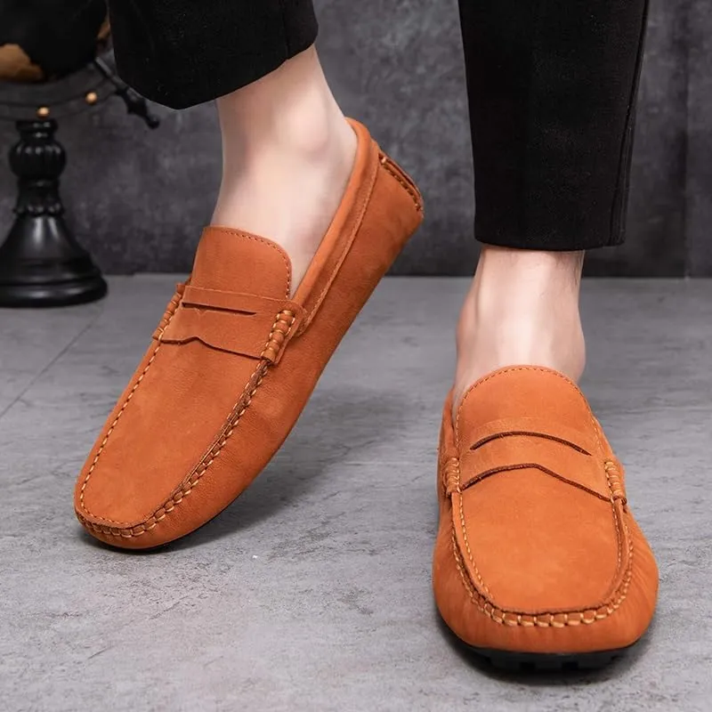Mens Loafers Shoe Round Toe Vegan Leather Penny Driving Loafer Shoe Lightweight Flexible Anti-Slip Casual Party Slip-ons