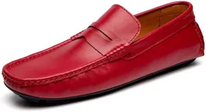 Mens Loafers Shoe Round Toe Vegan Leather Penny Driving Loafer Shoe Lightweight Flexible Anti-Slip Casual Party Slip-ons