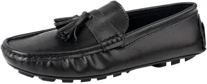 Mens Loafers Shoe Solid Color Round Toe Leather Driving Style Loafer Flat Heel Flexible Anti-Slip Outdoor Party Slip-ons