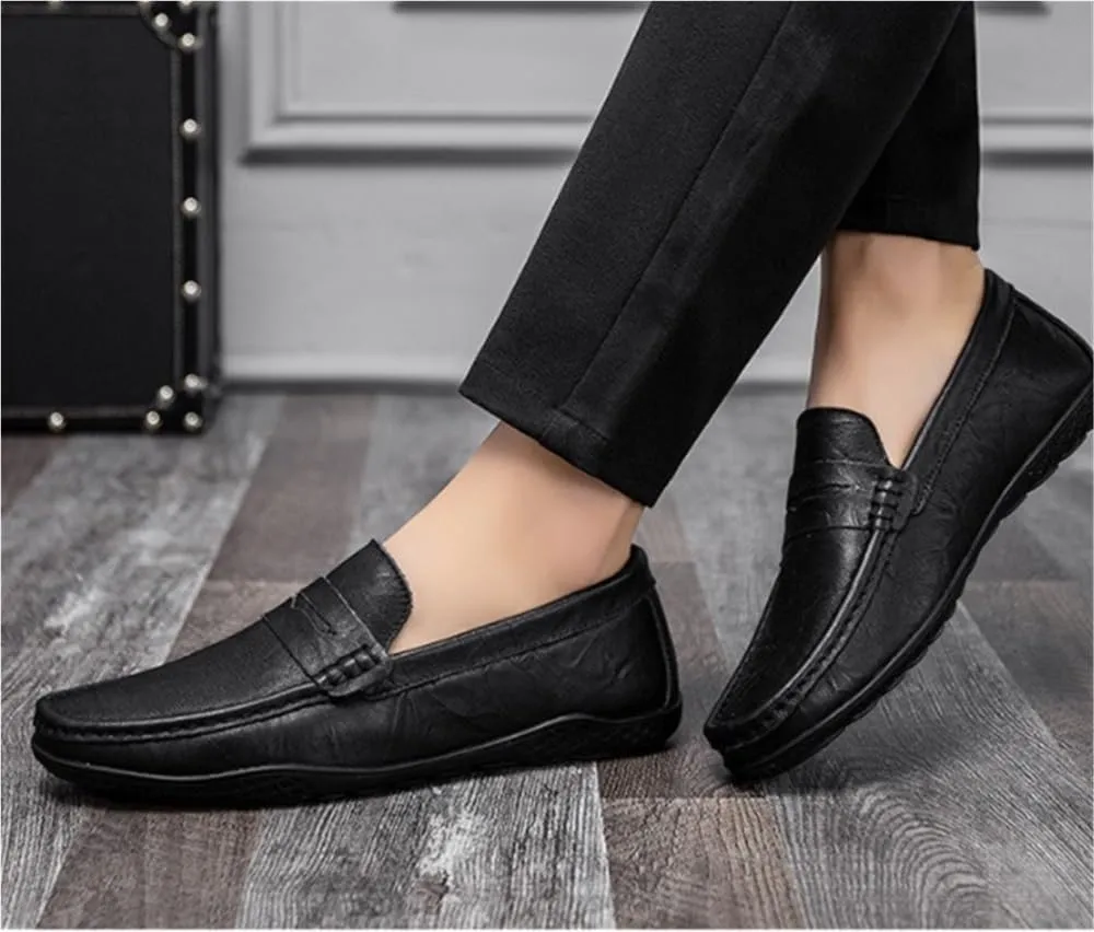Men's Loafers Shoes PU Stitching Details Round Toe Slip Resistant Flexible Comfortable Classic Prom Slip-ons