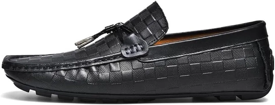Men's Loafers Shoes Round Toe Penny Loafers Plaid Round Toe Flat Heel Anti-Slip Flexible Outdoor Slip-ons