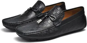 Men's Loafers Shoes Round Toe Penny Loafers Plaid Round Toe Flat Heel Anti-Slip Flexible Outdoor Slip-ons