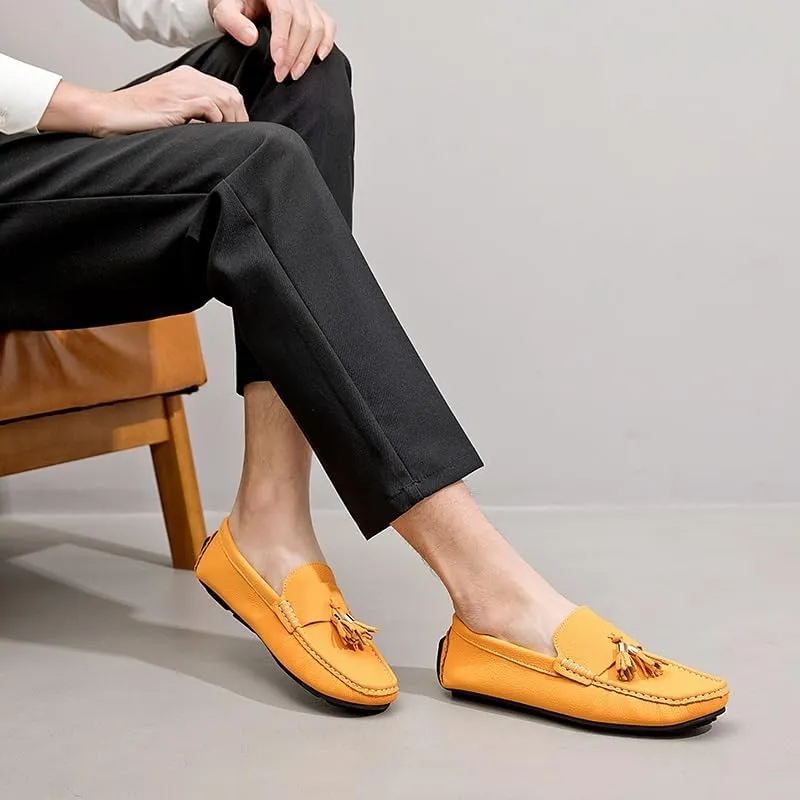 Men's Loafers Shoes Round Toe with Tassel Moccasins Driving Loafers Slip Resistant Flexible Lightweight Prom Slip-ons