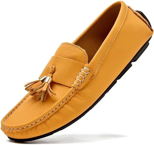 Men's Loafers Shoes Round Toe with Tassel Moccasins Driving Loafers Slip Resistant Flexible Lightweight Prom Slip-ons
