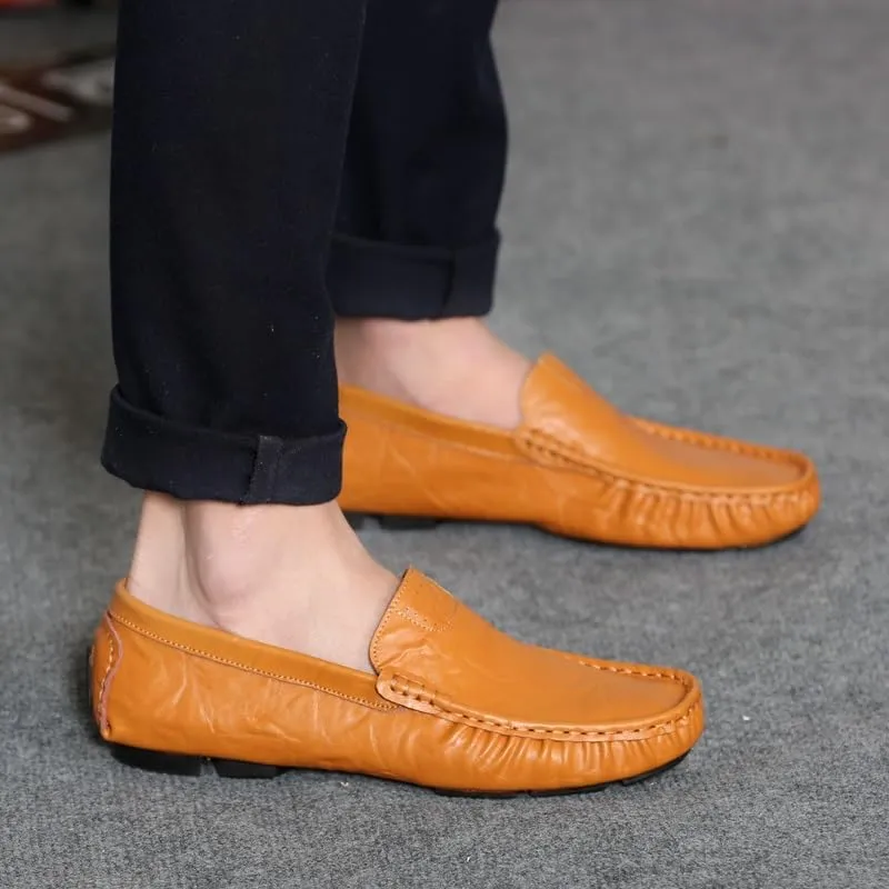 Men's Loafers Shoes Simple Solid Color Driving Loafers PU Leather Flexible Comfortable Flat Heel Prom Slip-ons