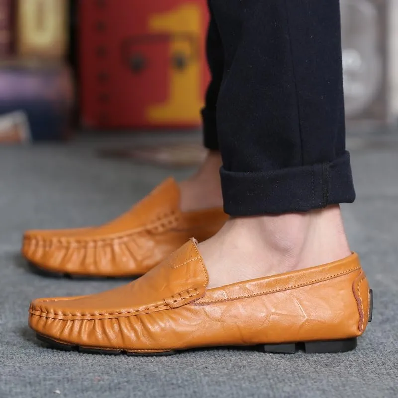 Men's Loafers Shoes Simple Solid Color Driving Loafers PU Leather Flexible Comfortable Flat Heel Prom Slip-ons