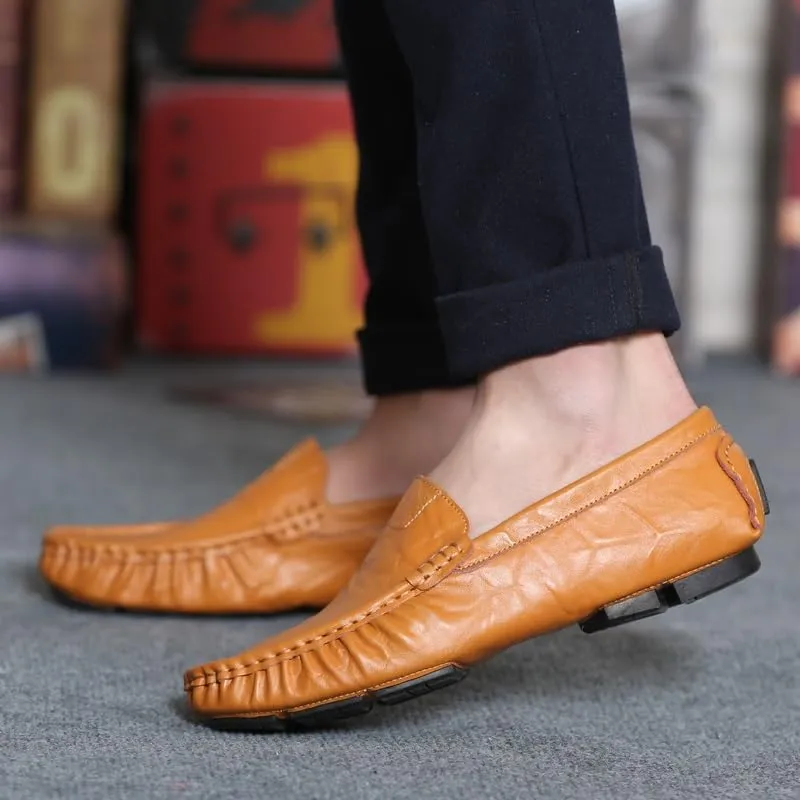 Men's Loafers Shoes Simple Solid Color Driving Loafers PU Leather Flexible Comfortable Flat Heel Prom Slip-ons