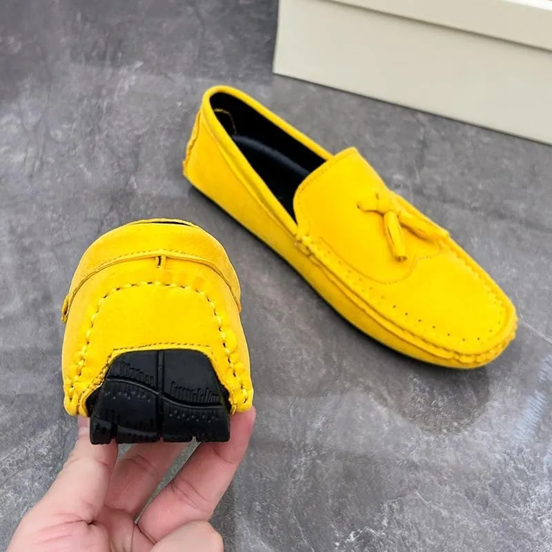 Men's Loafers Shoes Square Toe Wingtips Suede Vegan Leather with Tassel Slip Resistant Flexible Lightweight Wedding Slip-ons