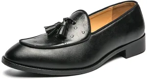Mens Loafers Tassel Loafer Shoes Leather Anti-Slip Flexible Lightweight Fashion Slip-ons