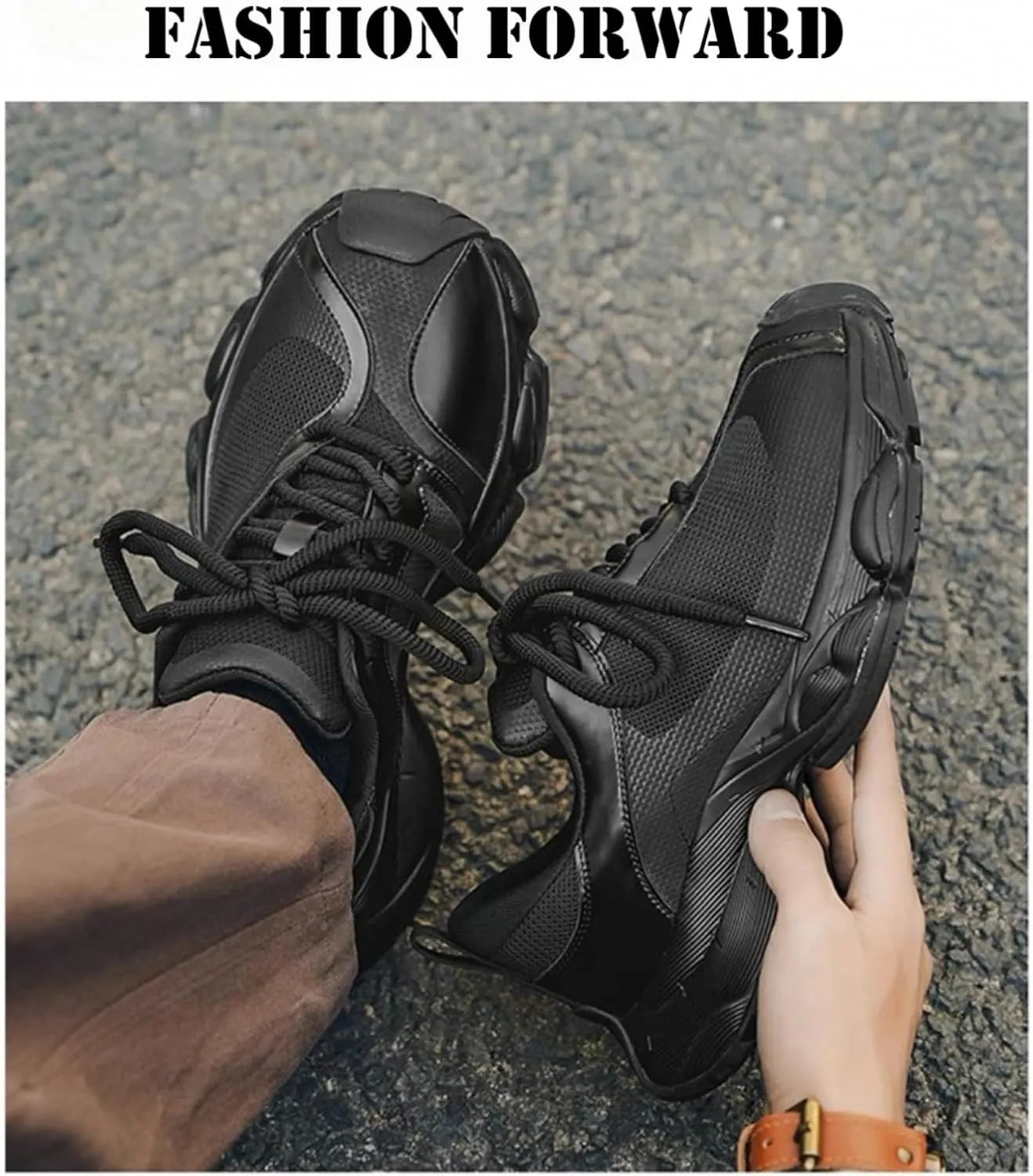 Men's Mesh Running Shoes Chunky Platform Casual Fashion Sneakers Comfortable Walking Shoes for Outdoor Sports