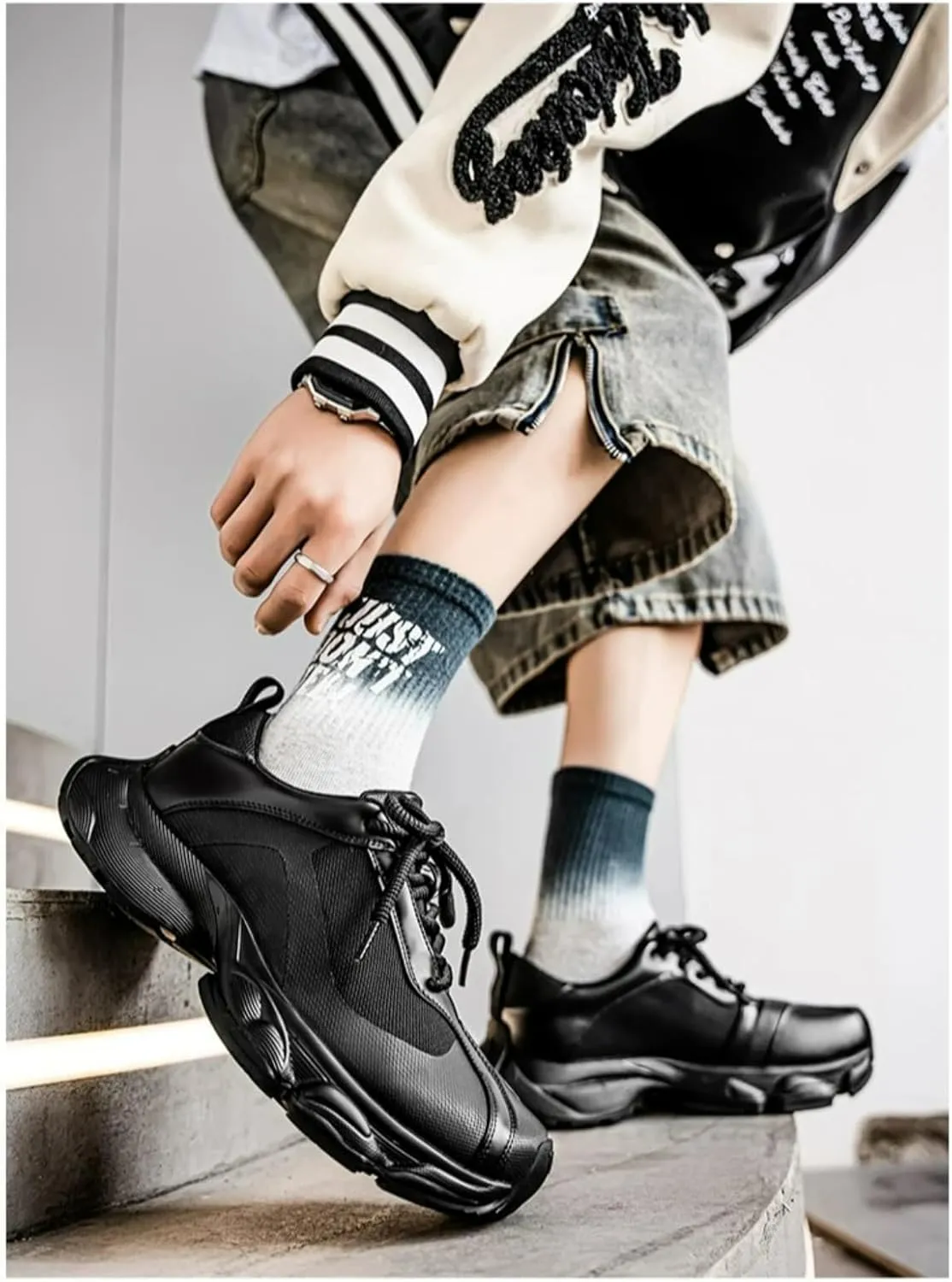 Men's Mesh Running Shoes Chunky Platform Casual Fashion Sneakers Comfortable Walking Shoes for Outdoor Sports