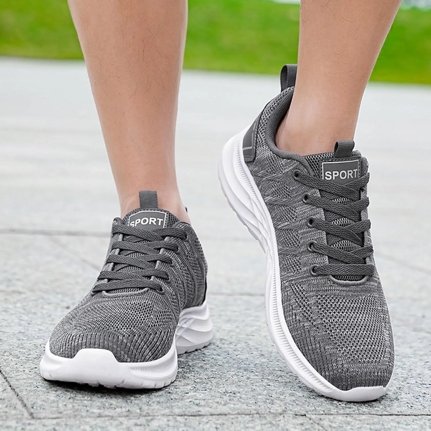Men's Non Slip Barefoot Minimalist Shoes Lace Up Lightweight Breathable Fashion Sneaker Non Slip Walking Shoes